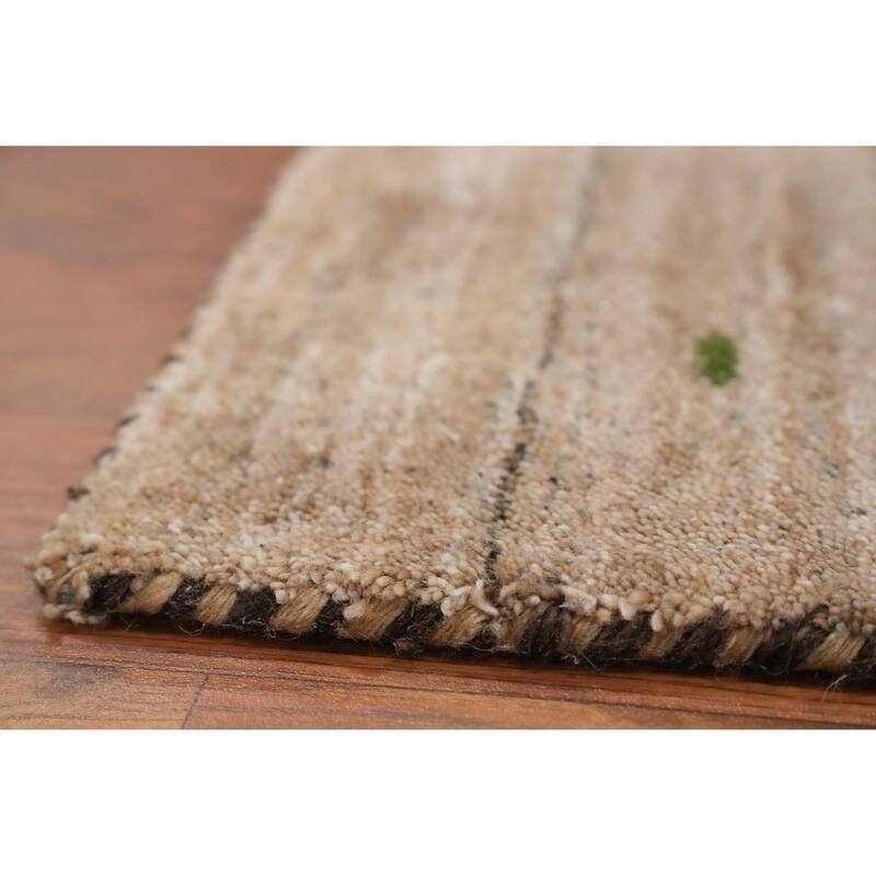 Hand Knotted Oriental 100% Wool Carpet Tribal Animal Pictorial Brown Gabbeh Runner Rug - 8' 10'' X 2' 9''