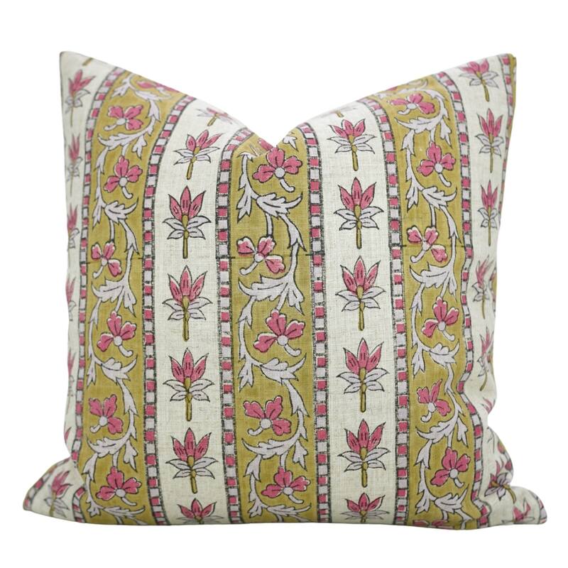 Fabdivine Flower Pattern Throw Home Decorative Cushion Cover for Living Room - Pillow Covers - 14" X 14" - Pink, Brown