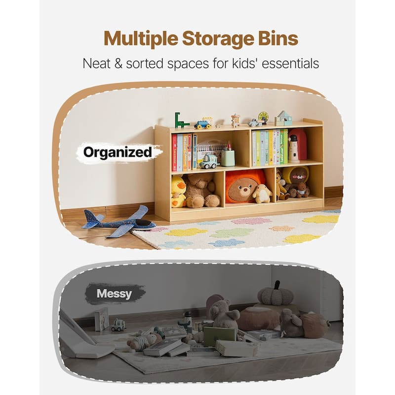 Montessori Bookshelf, 45 in Width Toy Storage Organizer, 5-Section Kids Display Storage Cabinet, Daycare Furniture