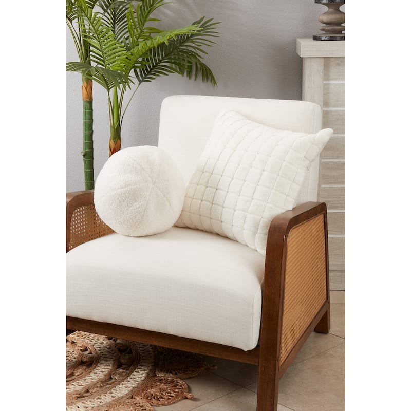 Fluffy Fun Faux Fur Ball Poly Filled Throw Pillow
