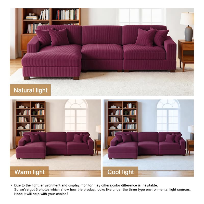 Oversized L-shaped Modular Sectional Sofa with Chaise Lounge