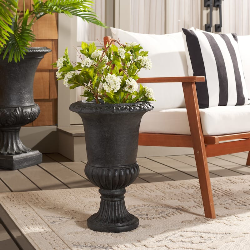 SAFAVIEH Outdoor Fatlina Planter - 14" W x 14" D x 20" H - 14"W x 14"D x 20"H - Black