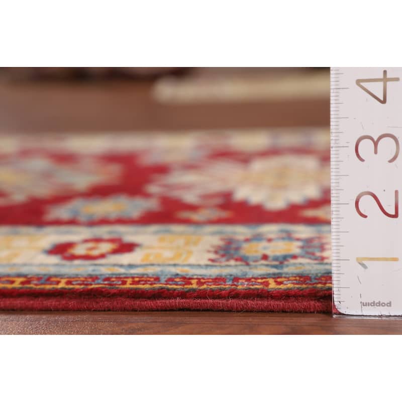 Kazak Accent Rug Hand-Knotted Red Traditional Wool Carpet - 2'7" x 3'10"