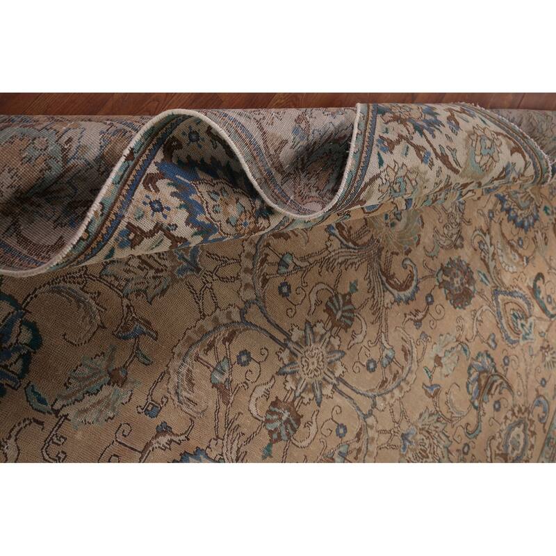 Distressed Tabriz Vintage Persian Rug Handmade Oriental Wool Carpet - 9'6" x 12'7"