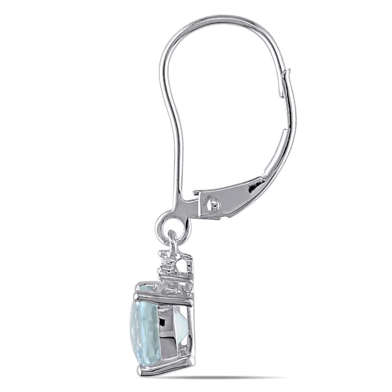 Miadora 10k White Gold Aquamarine and Diamond Accent Earrings