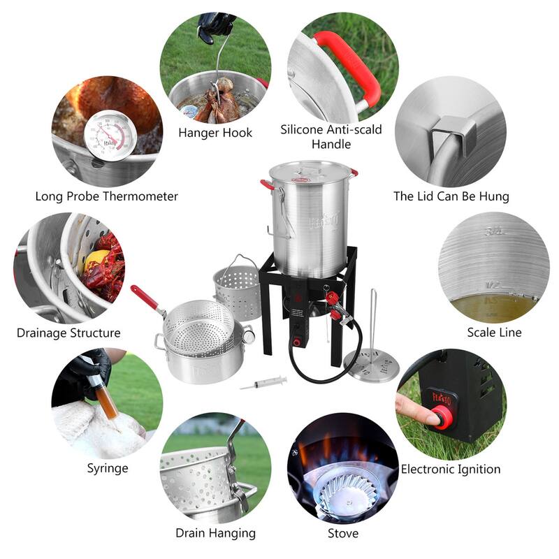 FEASTO 30 QT Turkey Fryer and 10 QT Fish Fryer Set