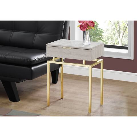 Monarch 3463 Beige Marble Gold Metal 24nch Accent Table