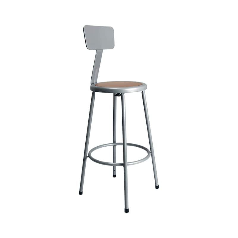 Hampden Furnishings Felix Collection Steel Stool with Backrest, AssemblyReady - Grey - Bar Height