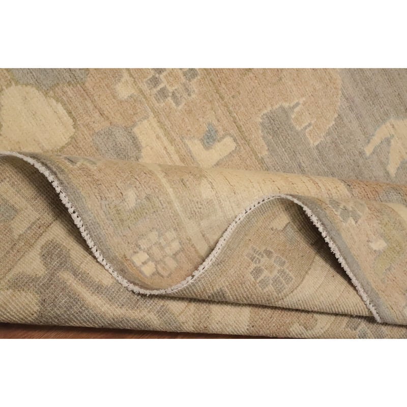 Hand Knotted Oriental 100% Wool Carpet Transitional All-Over Greys & Charcoal Oushak Area Rug - 9' 11'' X 7' 11''