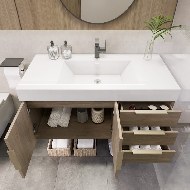 Noble 42" Wall Mounting Vanity (R Drawer) with Reinforced Acrylic Sink