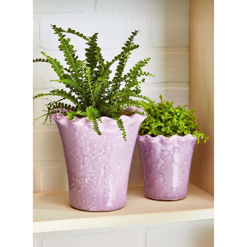 Ruffle Rim Planter Large Lavender