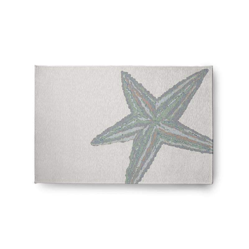 Large Starfish Nautical Indoor/Outdoor Rug - Pretty Grey - 2' x 3'