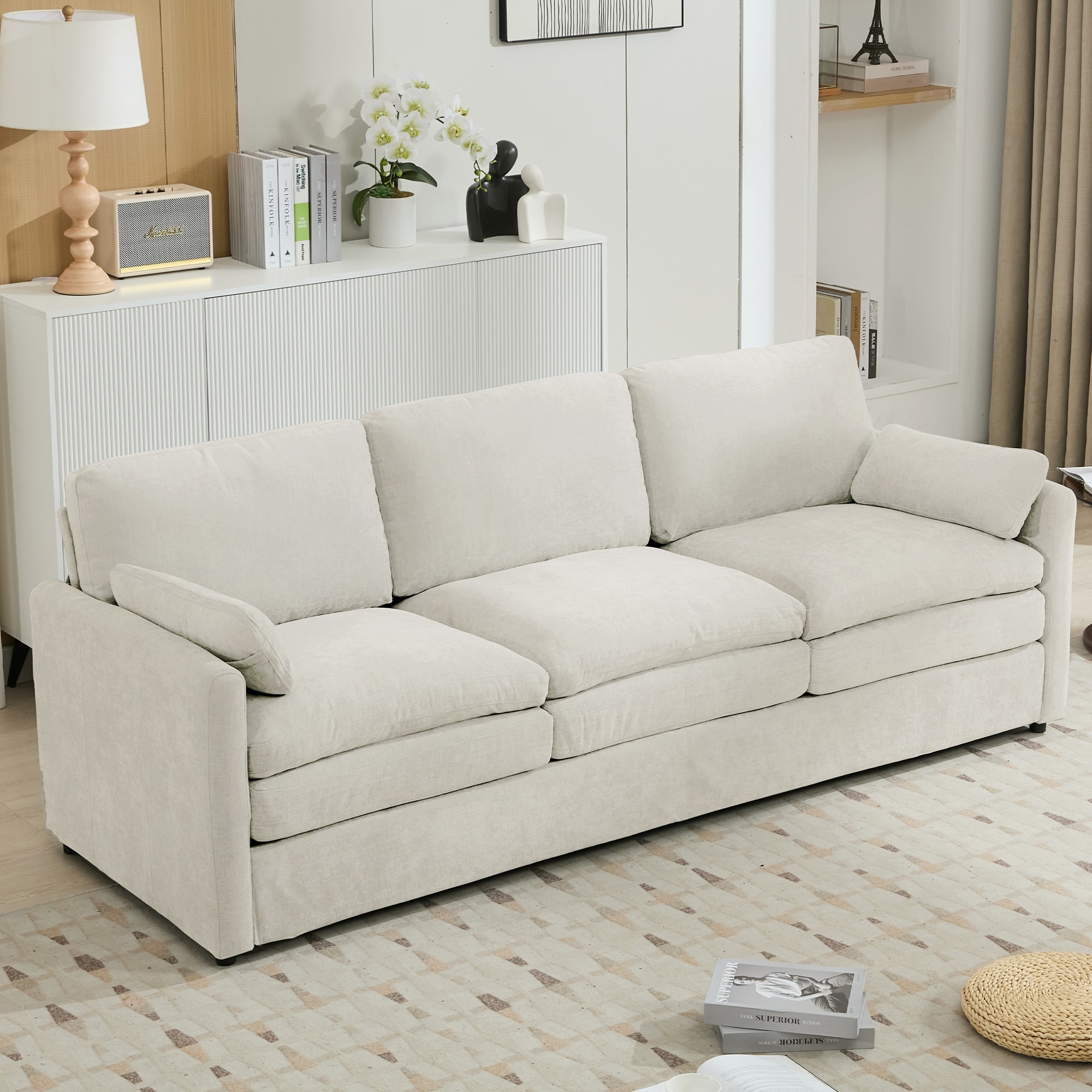 Living Room Cloud Plush Upholstered Sofa with Double Cushion