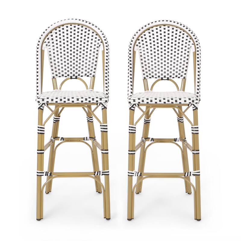 Kinner Outdoor French Barstools (Set of 2) by Christopher Knight Home