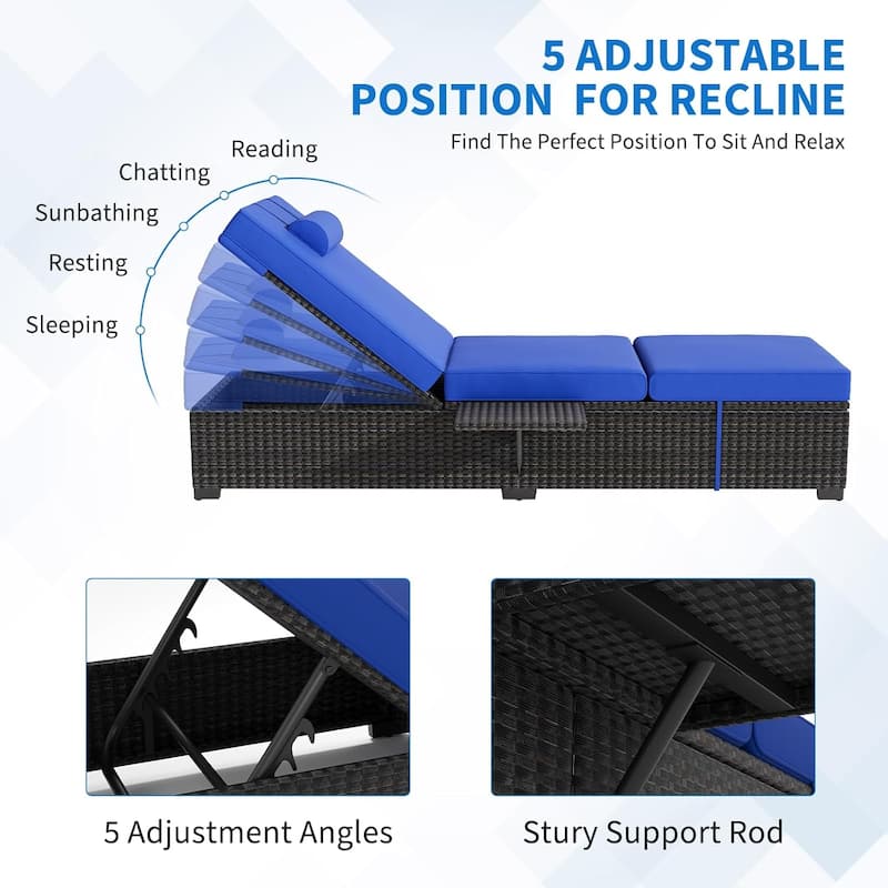 Chaise Lounge Chair Outdoor Set of 2