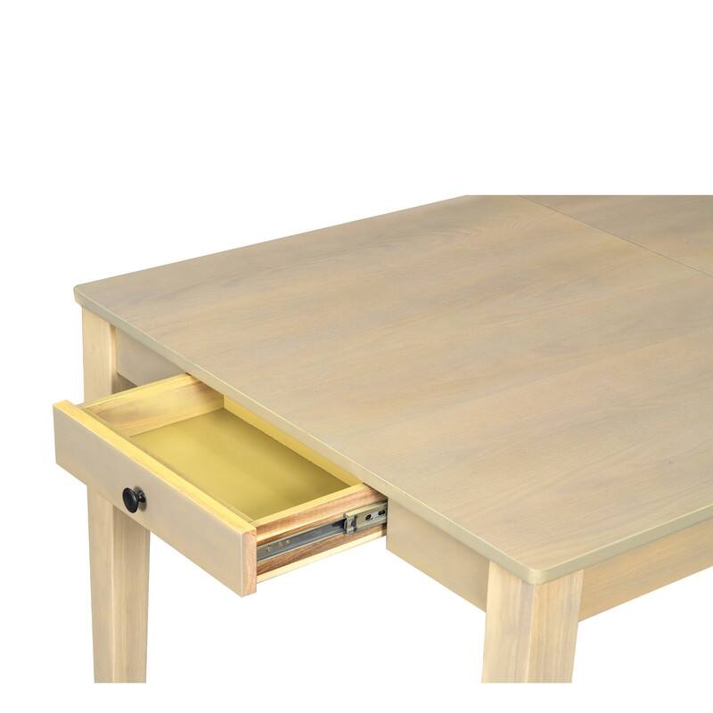 7-Piece 78.1'' Extendable Dining Table Set With 18-Inch Removable Leaf, 6 Upholstered Dining Chairs, And 2 Built-In Drawers