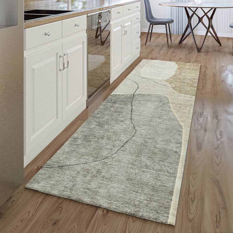 Premium Washable Super Soft Abstract Mod Mayfield Rug - Beige - 2' 3" x 7' 6" - Runner