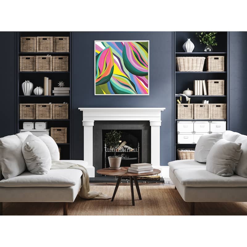 Sylvie Beaded Abstract Colorful Leaves Canvas by Carey Copeland