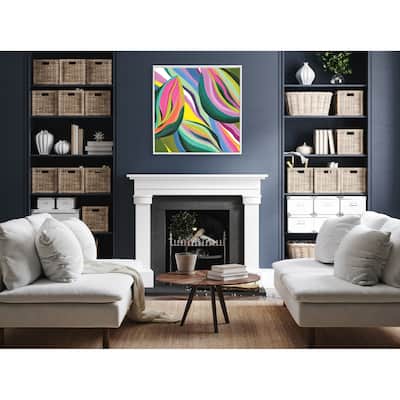 Sylvie Beaded Abstract Colorful Leaves Canvas by Carey Copeland