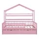 preview thumbnail 14 of 76, Wood House Bed Frame, Wooden Platform Daybed with Storage Shelf, for Teens Boys Girls Bedroom Dorm