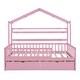 preview thumbnail 3 of 7, Wooden Full Size Pink House Bed with 2 Drawers and Storage Shelf