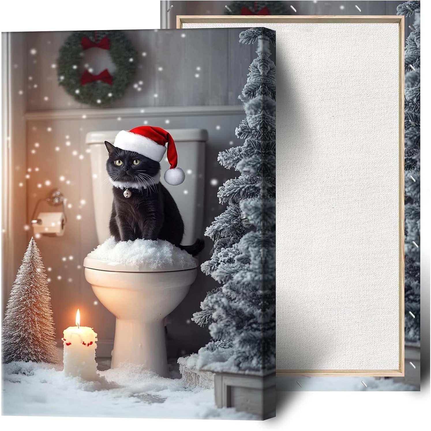 Vintage Christmas Posters Botanical Pine Canvas Wall Art