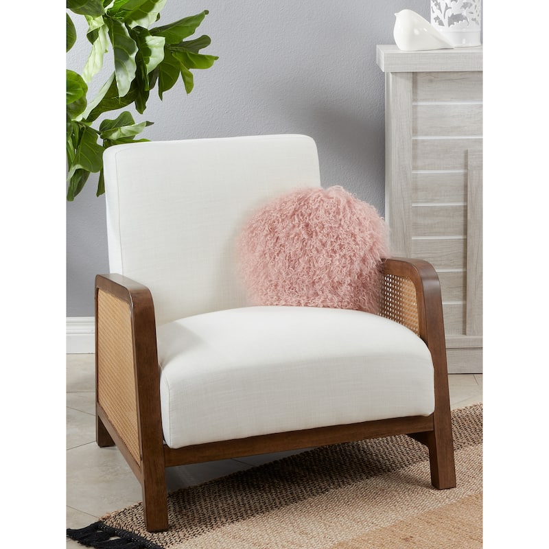 Poly-filled Mongolian Lamb Throw Pillow