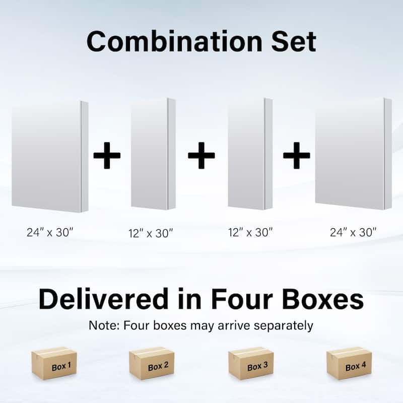 30'H Bathroom Recessed or Surface Wall Mount Medicine Cabinet With Adjustable Glass Shelves