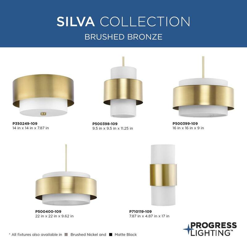 Silva Collection Two-Light Brushed Bronze White Linen Shade 14" Flush Mount - 14 in x 14 in x 7.87 in