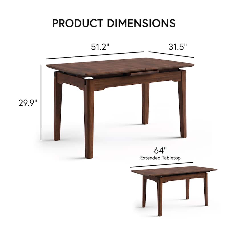 Furniture of America Abigail VIII Mid-Century Modern Rich Walnut Extendable Self-Storing 64-inch Dining Table