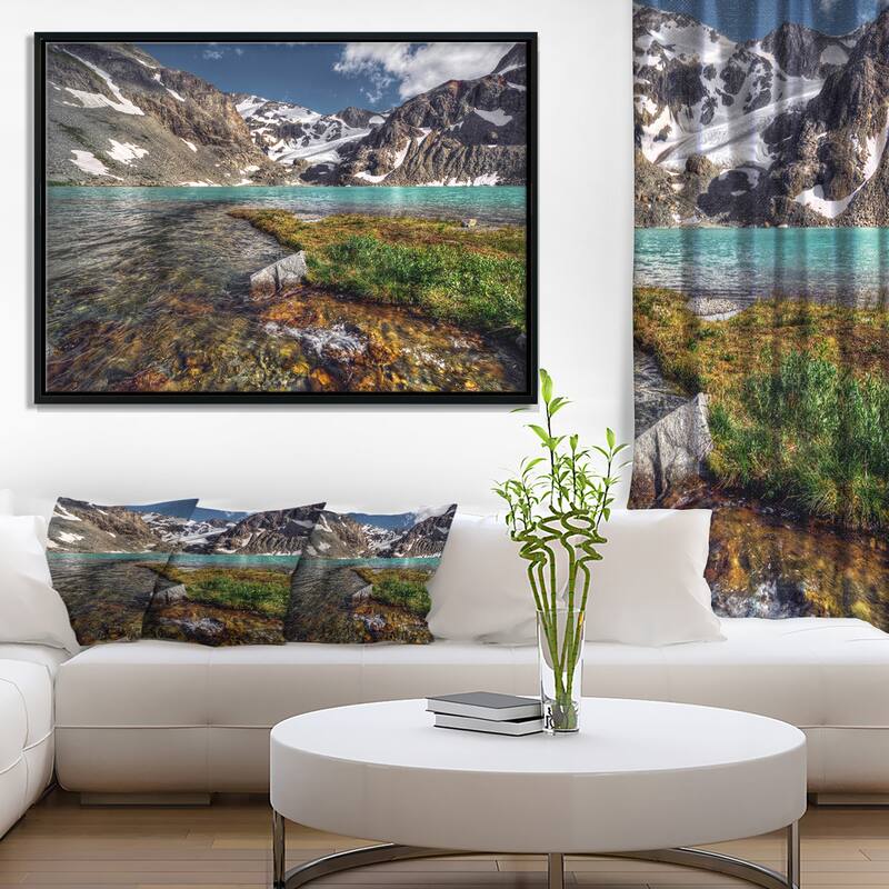 Designart "Crystal Clear Creek in Mountains" Large Landscape Framed