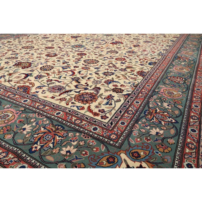 9x12 Hand Knotted Wool Ivory Kashaan Medallion Traditional Oriental Area Rug - 9' x 12'