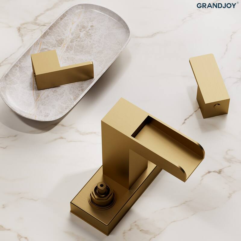 GRANDJOY Modern Dual Handle Centerset Waterfall Bathroom Faucet