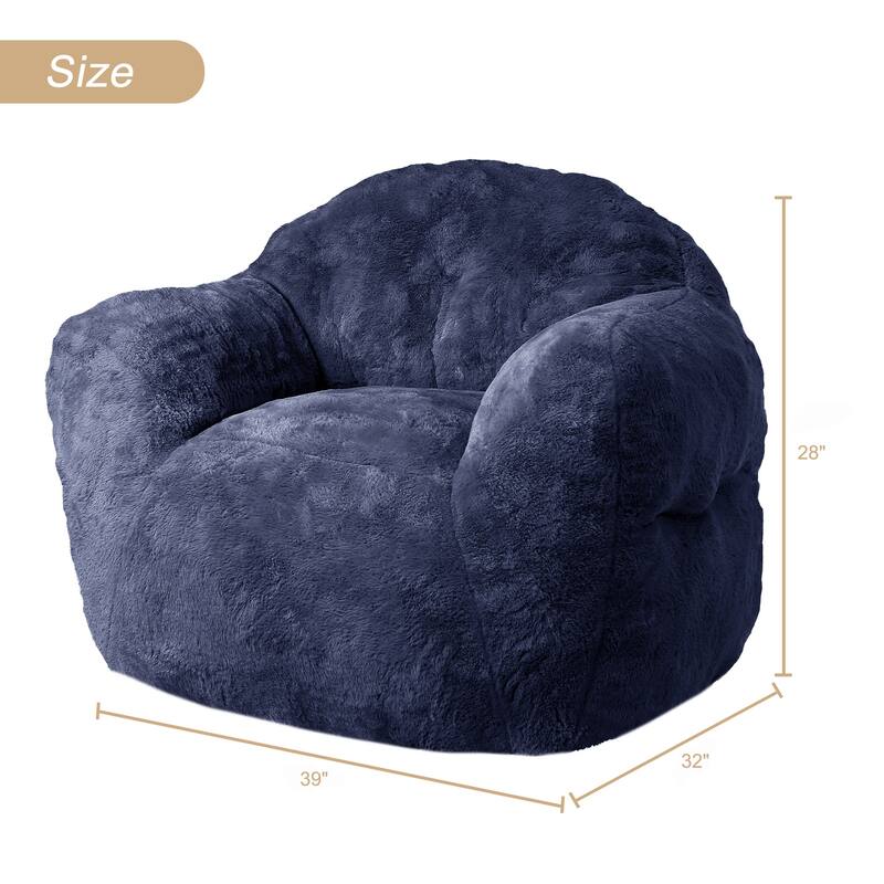 Giant Bean Bag Chair with Armrest Foam Filled Sofa Chair for Living Room Bedroom
