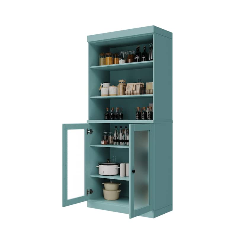 100% Solid Wood 32" Kitchen Pantry Cabinet with 2 Doors by Palace Imports