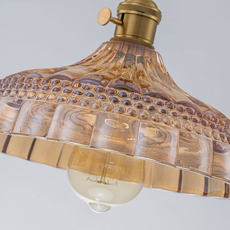 9.8'' Amber Glass Pendant Light for Kitchen Island