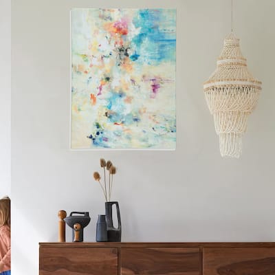 30 x 40 Modern Wall Art Painting, Giclee Frameless Canvas Blue White Orange