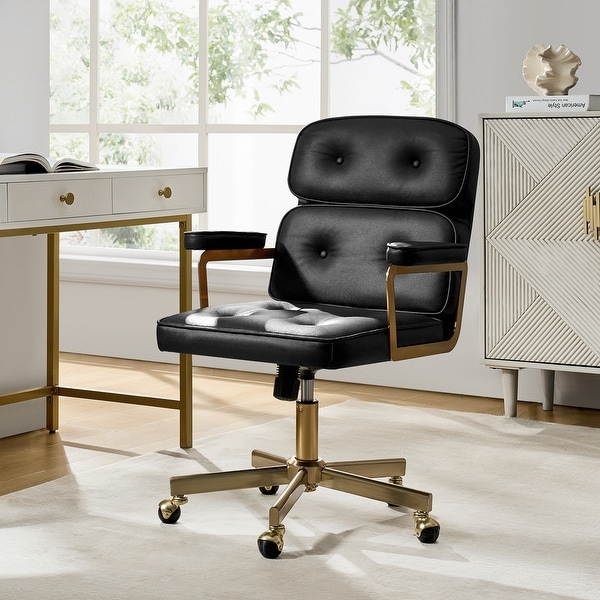 HULALA HOME Debby Modern Faux Leather Height Adjustable Swivel