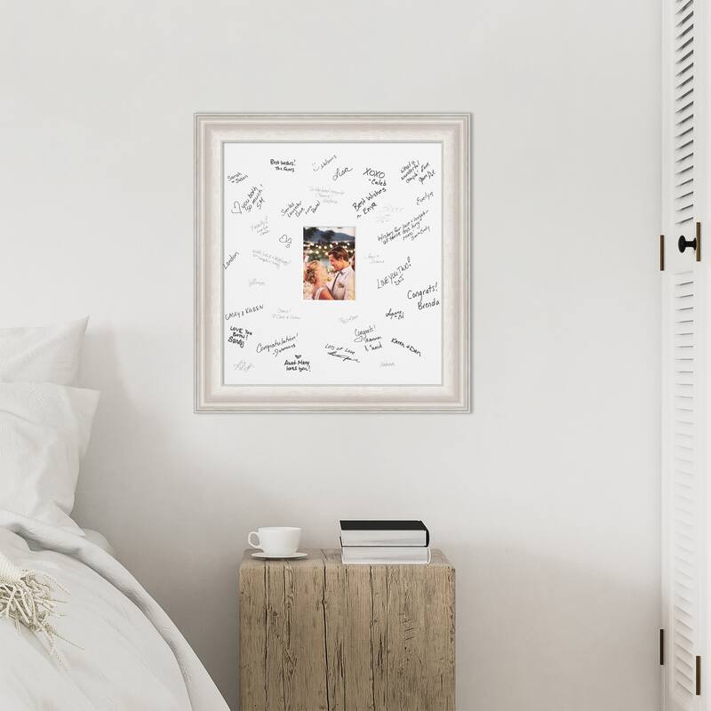 Trio Signature Mat Picture Frame - Autograph Photo Frame Guest Book Alternative for Weddings, Graduations, or Retirement