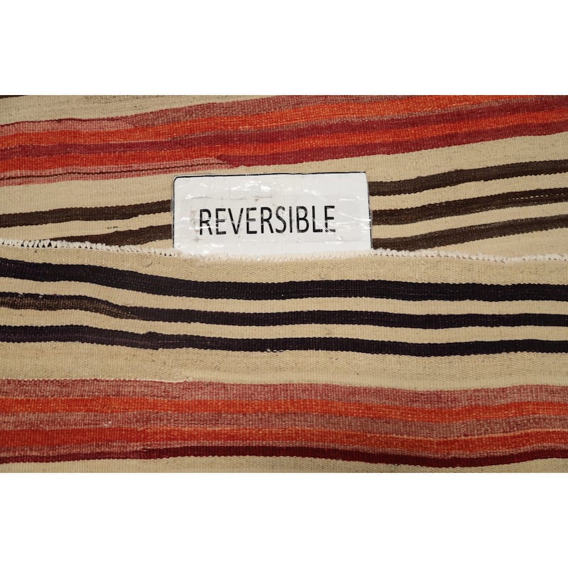 Hand Woven Oriental 100% Wool Carpet Southwestern Tribal Multi-Colored Kilim Area Rug - 9' 9'' X 4' 7''