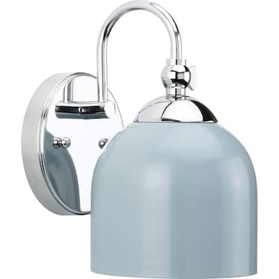 Dalton Collection One-Light Chrome Metal Shade Bath Vanity Light - 5.5 in x 7.37 in x 9 in
