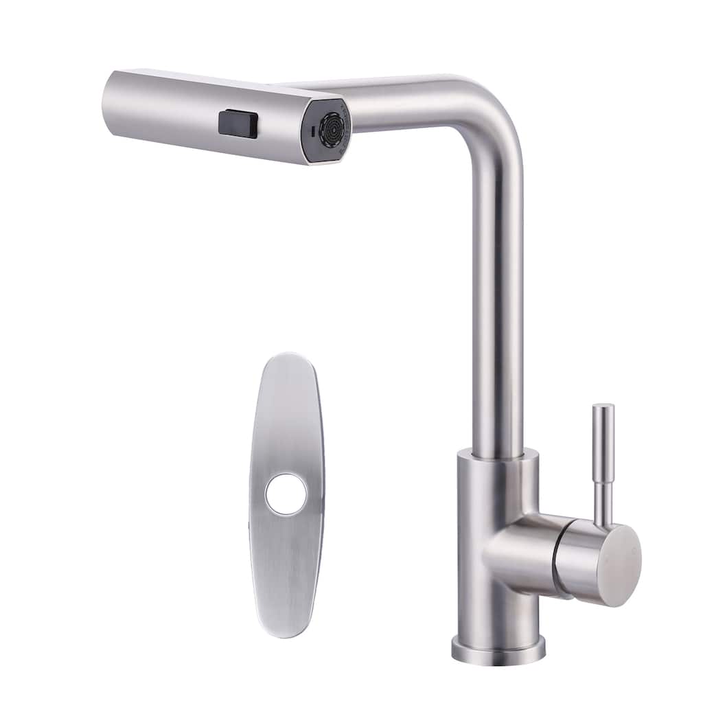 WOWOW Single Handle Waterfall Pull Down Sprayer Kitchen Faucet