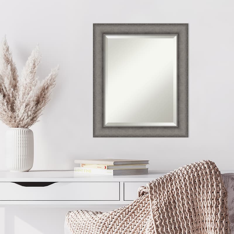 Burnished Concrete Beveled Wood Framed Wall Mirror - Burnished Concrete