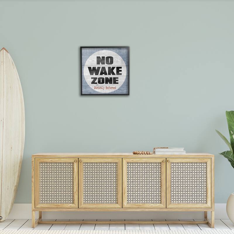 Stupell No Wake Zone Beach Plank Framed Giclee Texturized Art, 12 x 1.5 x 12, Made in USA