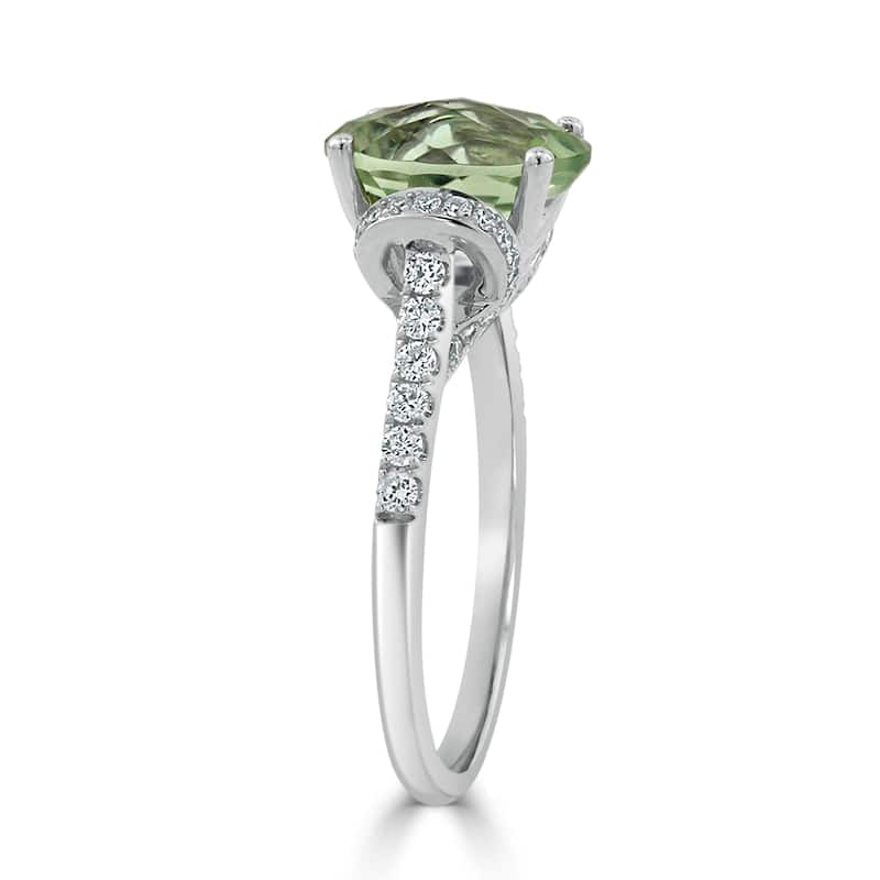 Auriya Modern 1 3/8ct Oval Green Amethyst and Diamond Engagement Ring 3/8cttw 14k Gold