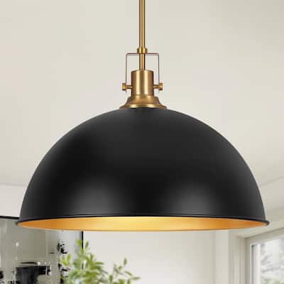 Modern Industrial 1-Light Dome Metal Pendant Light for Kitchen Island