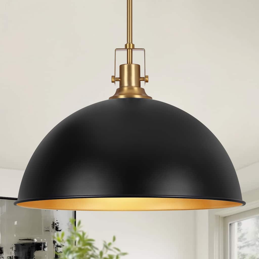 Modern Industrial 1-Light Dome Metal Pendant Light for Kitchen Island