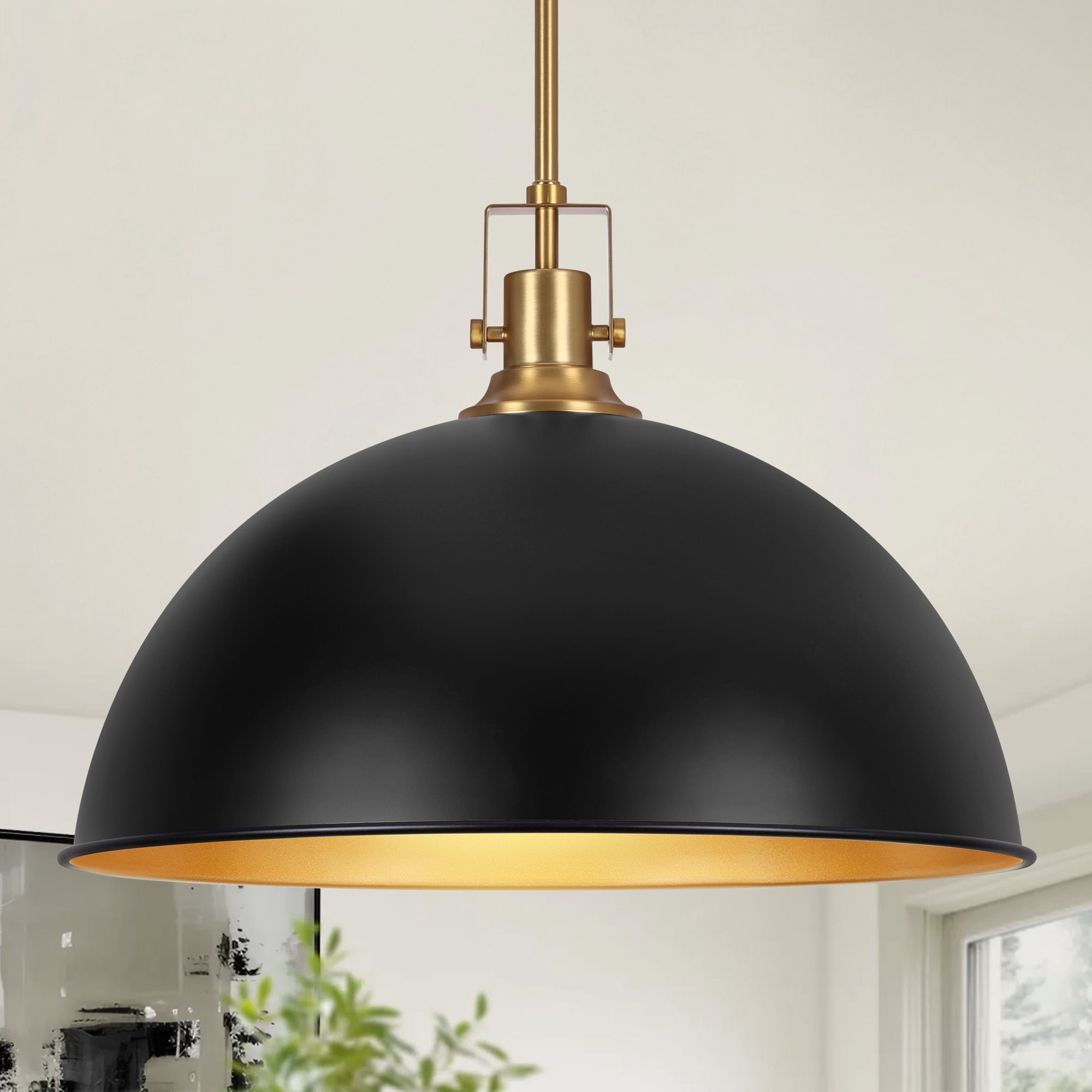 Modern Industrial 1-Light Dome Metal Pendant Light for Kitchen Island