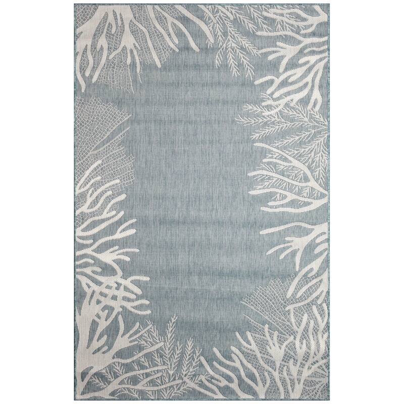 Liora Manne Carmel Reef Border Indoor/Outdoor Area Rug - 6'6" x 9'4" - Aqua
