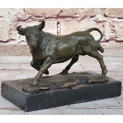 Hot Cast Bronze Trotting Spanish Bull Bronze Sculpture Statue Original Art